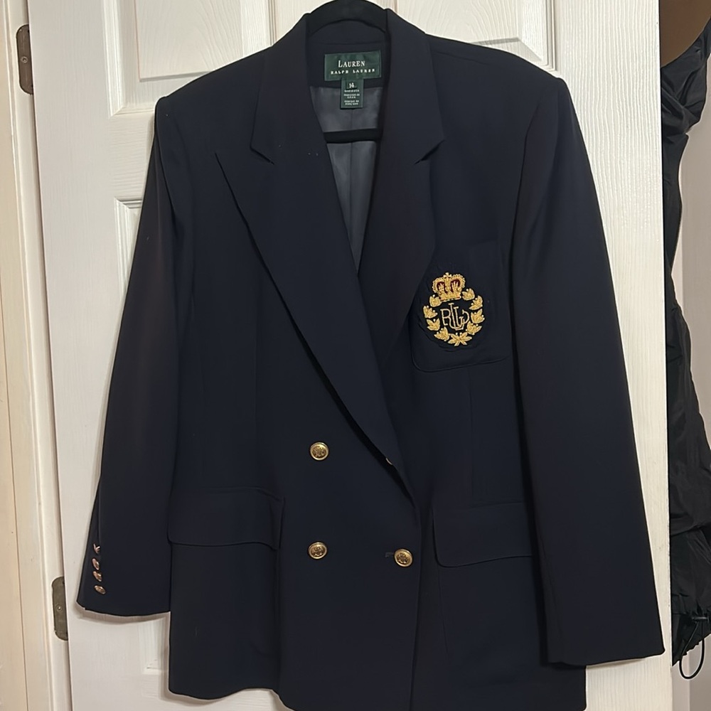 Lauren Ralph Lauren Wool Navy Blue Jacket Size 14 - Picture 6 of 13